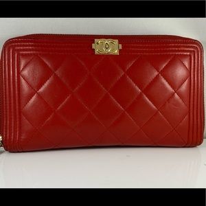 CHANEL LAMBSKIN BOY ZIP ORGANIZER WALLET